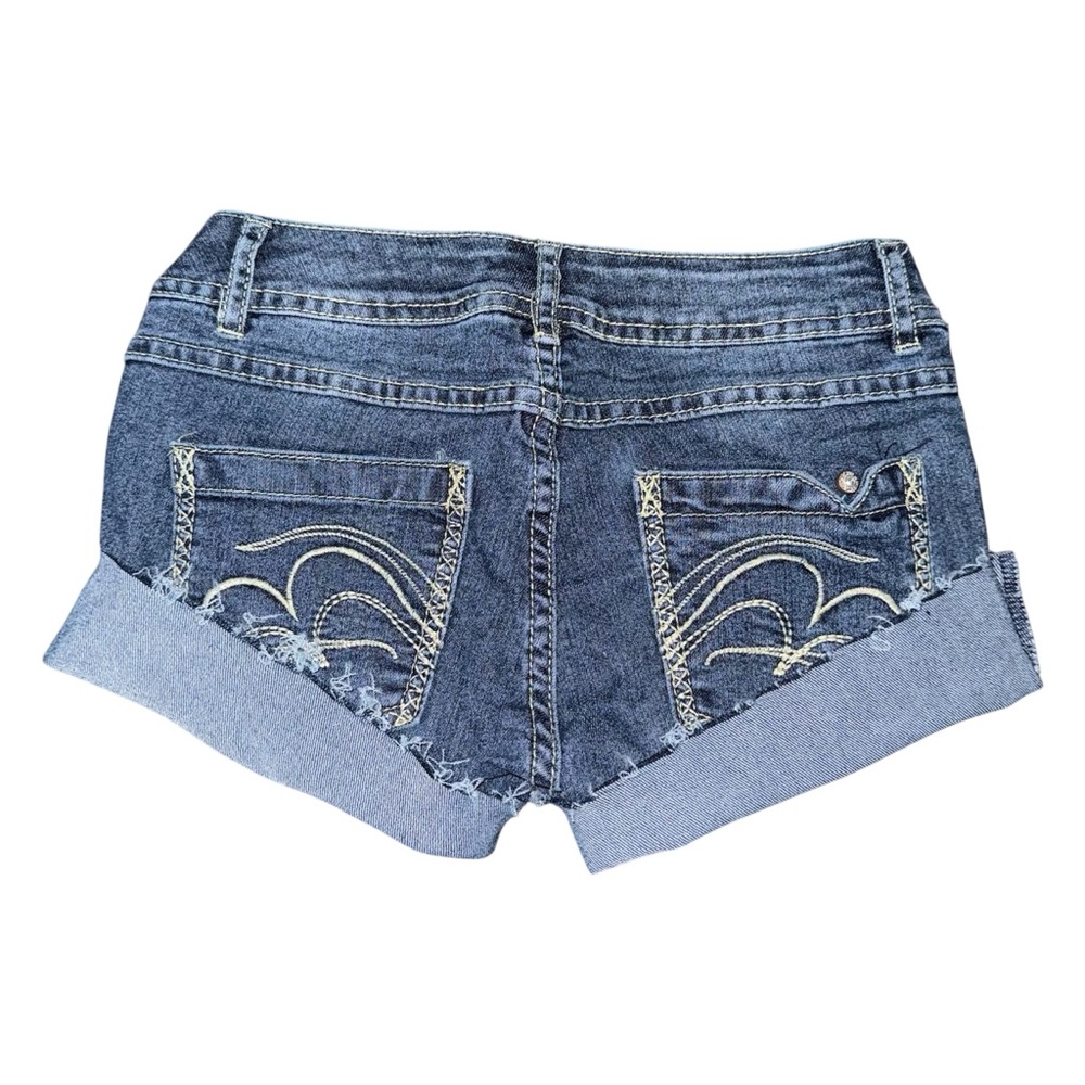 Y2K Rebel By Right Low Rise Micro Mini Booty Jean Shorts Sz 1 / 24 Grunge Preppy